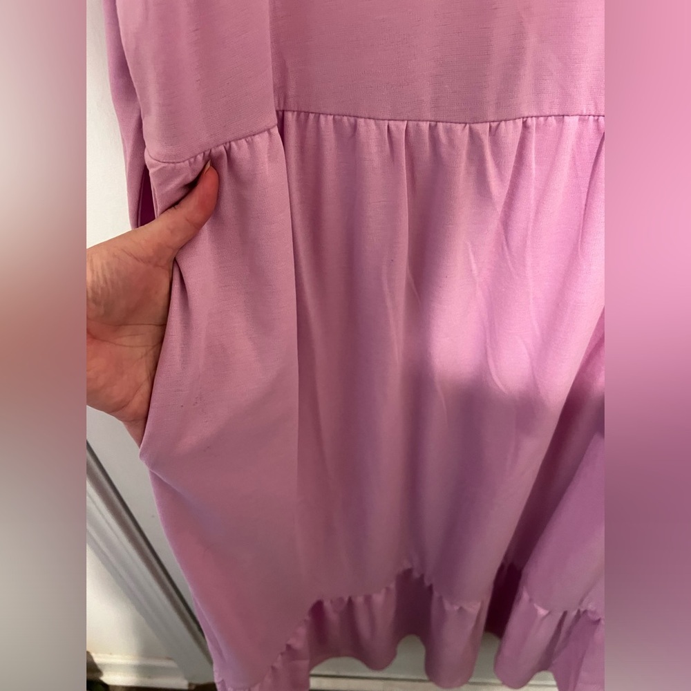 New! Who What Wear Long Sleeve Lilac Light Purple Tiered Midi Dress Size 1X NWT - Picture 9 of 16
